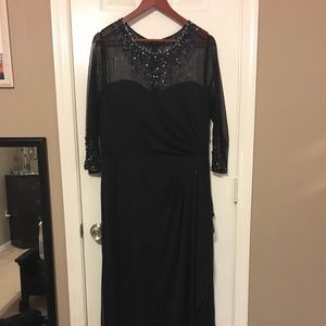 Formal navy floor length gown with details